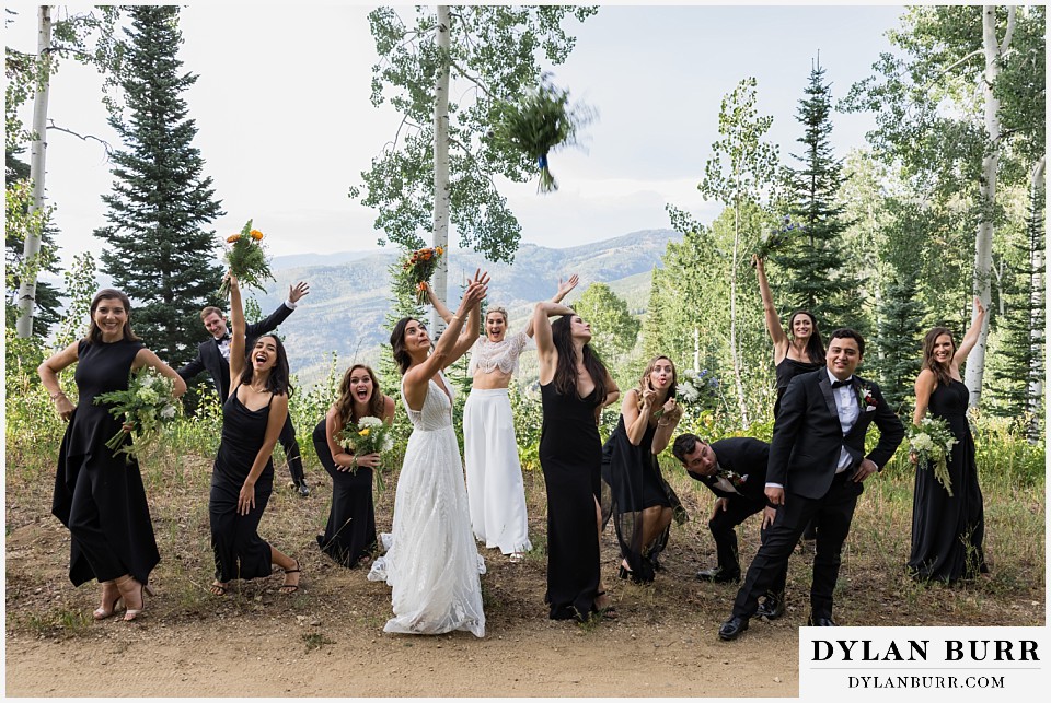 lgbtq wedding thunderhead lodge steamboat wedding goofy bridal party photos