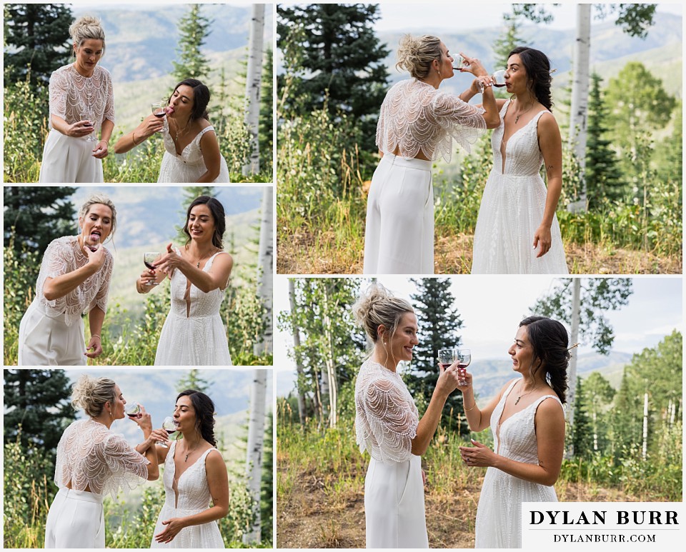 lgbtq wedding thunderhead lodge steamboat wedding special wine toast