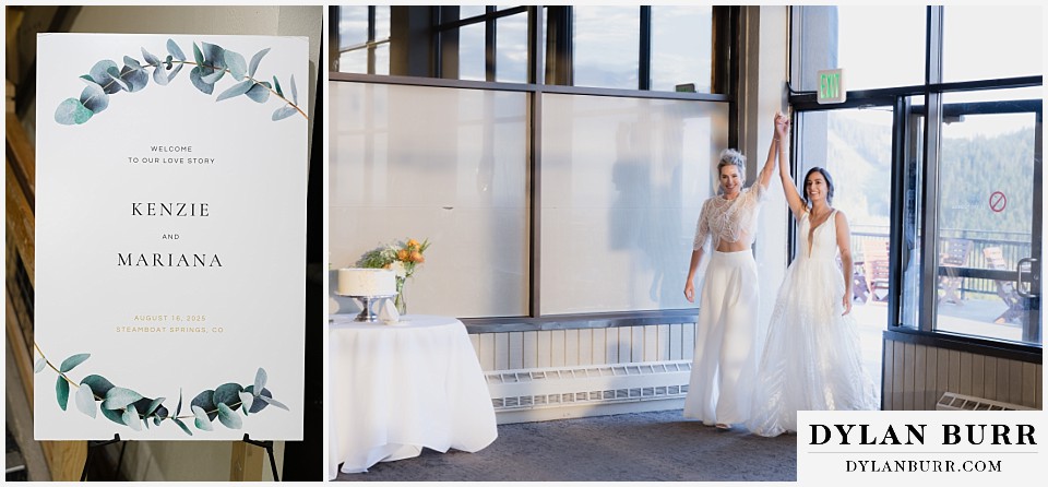 lgbtq wedding thunderhead lodge steamboat wedding brides grand entrance