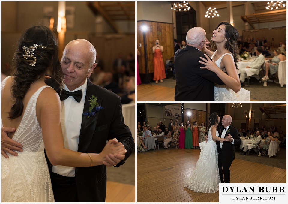 lgbtq wedding thunderhead lodge steamboat wedding brides dance with father