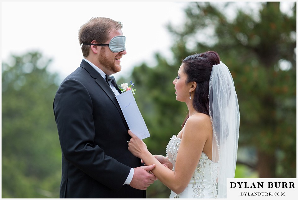 lookout mountain wedding bride reading letter to groom