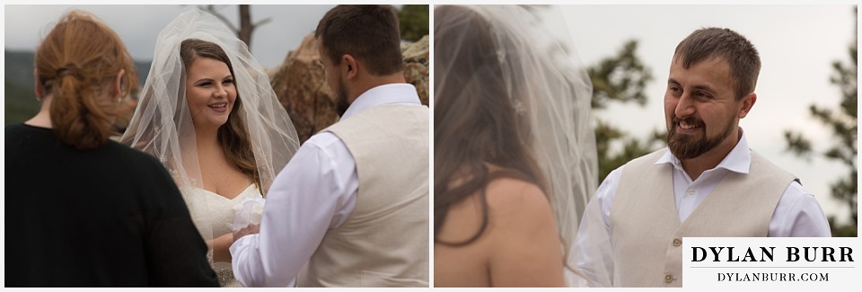 lost gulch overlook elopement wedding boulder co exchanging vows