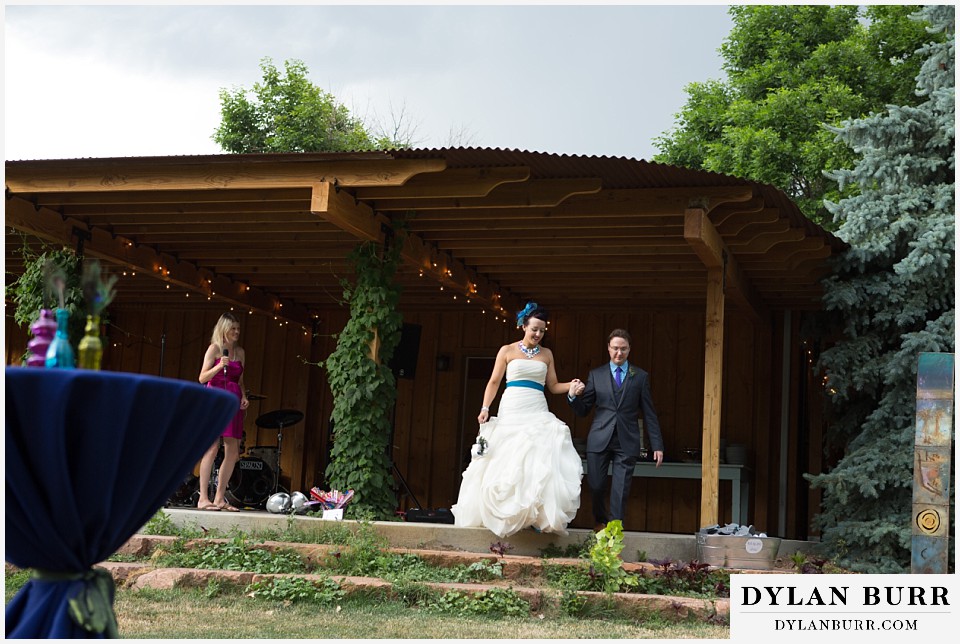 lyons farmette wedding bride and groom entering reception party