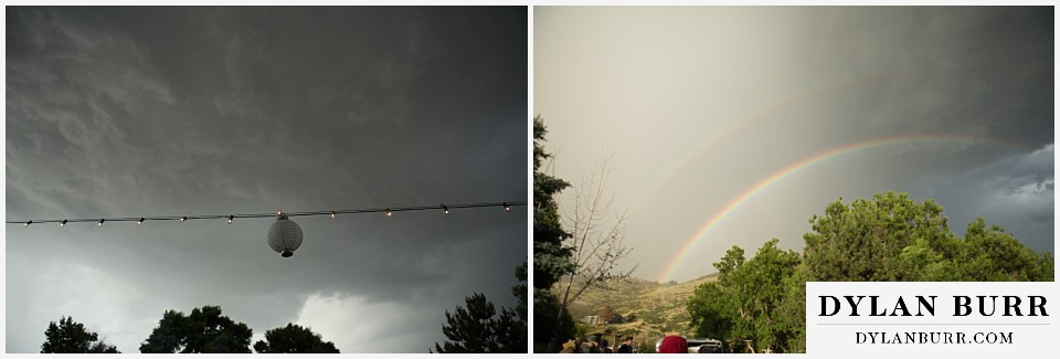 lyons farmette wedding stormy clouds and rainbow in sky