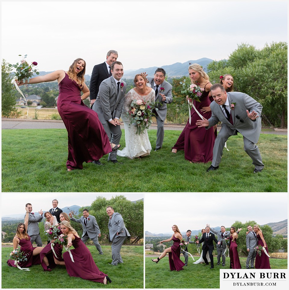 the manor house wedding bridal party goofy and fun photos