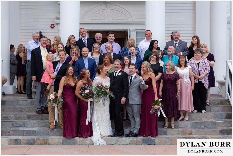 entire family on the manor house steps