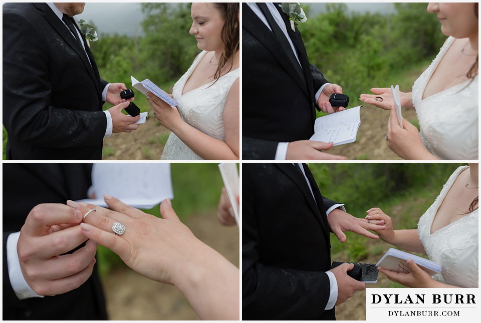 marble colorado elopement wedding exchanging rings