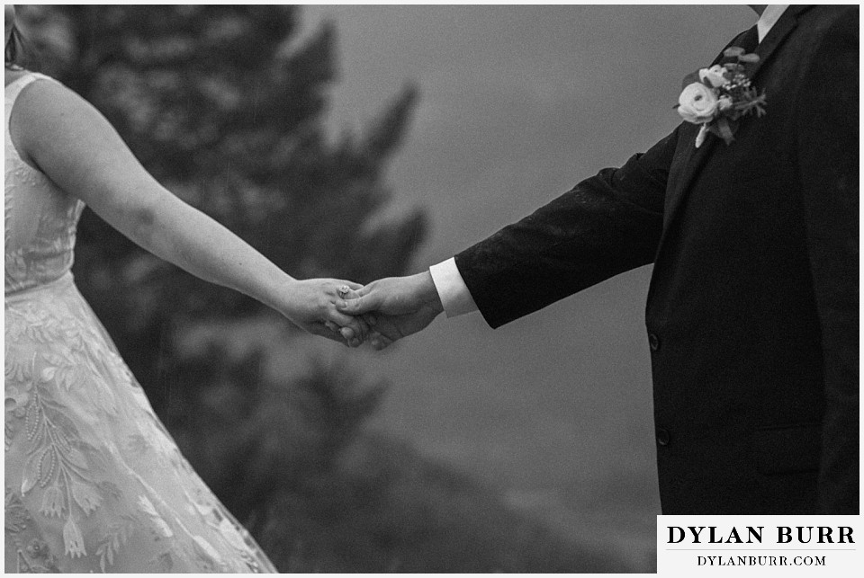 marble colorado elopement wedding black and white of bride and groom