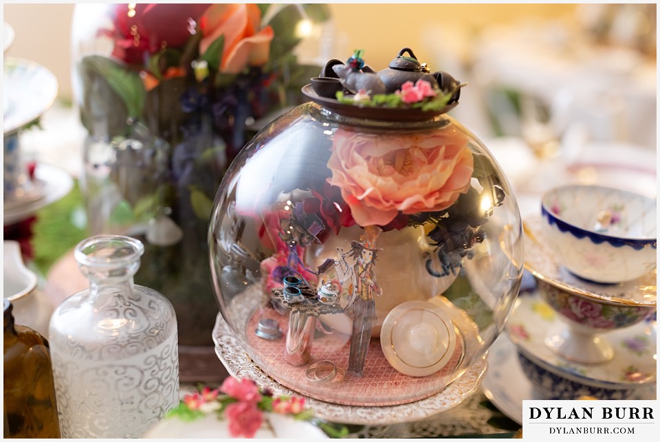 maroon bells wedding aspen colorado mountain wedding alice in wonderland theme mad hatter in bowl