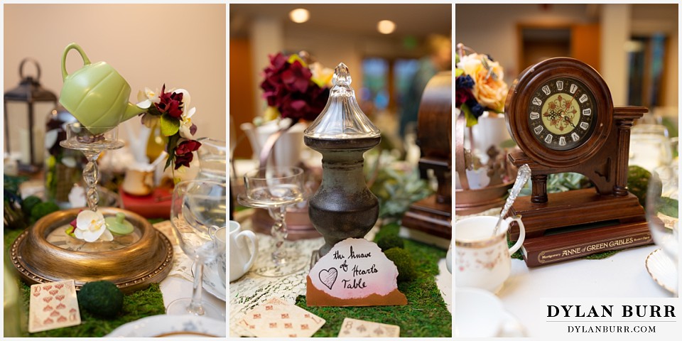 maroon bells wedding aspen colorado mountain wedding alice in wonderland theme knave of hearts table