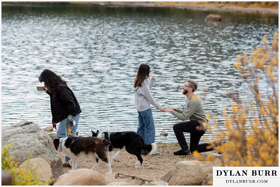 marriage proposal at brainard lake recreation area with dogs