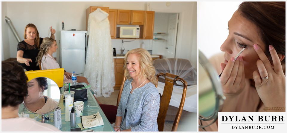 mother cabrini shrine wedding golden colorado bride getting ready with mother