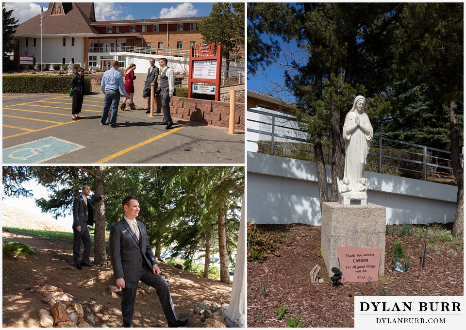 mother cabrini shrine wedding golden colorado groom and best man