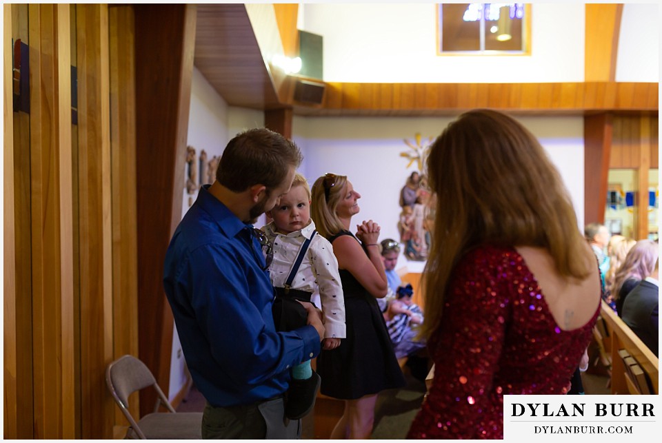 mother cabrini shrine wedding golden colorado little kid waiting for ceremony