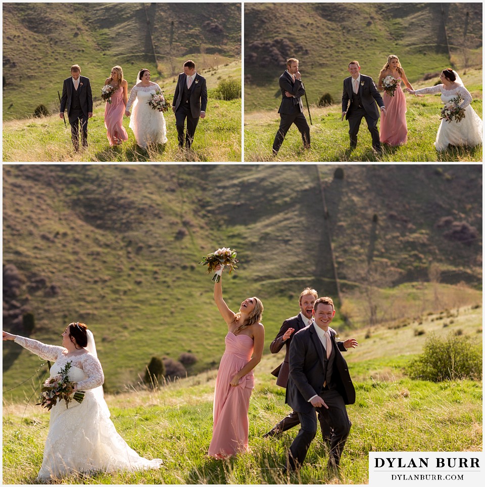 mother cabrini shrine wedding golden colorado fun bridal party photos in mountains