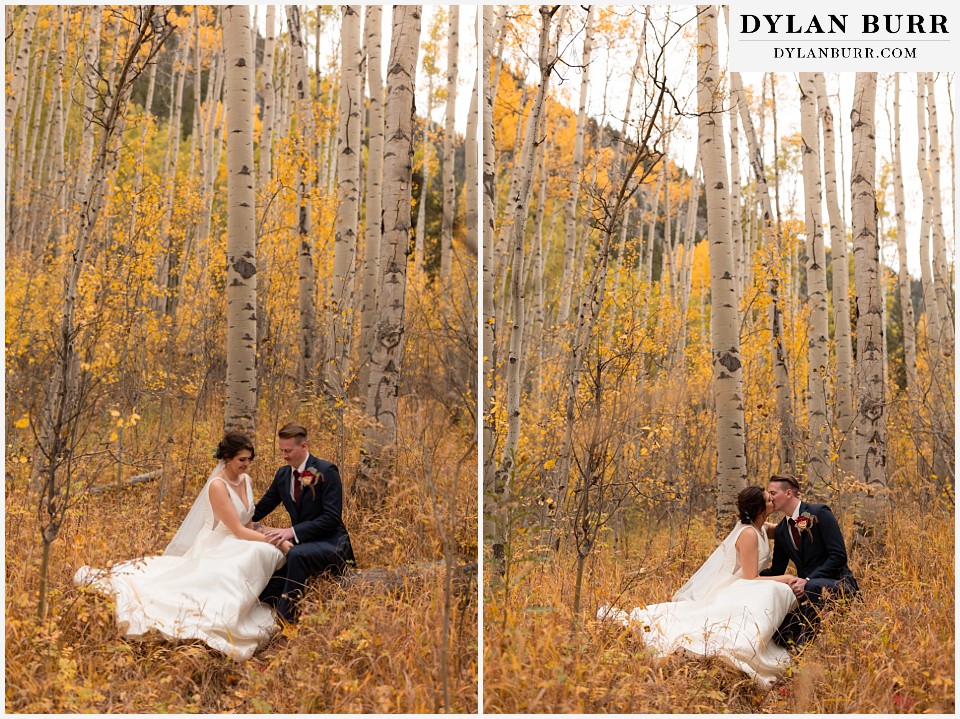 mount princeton hot springs wedding kissing in the aspen trees