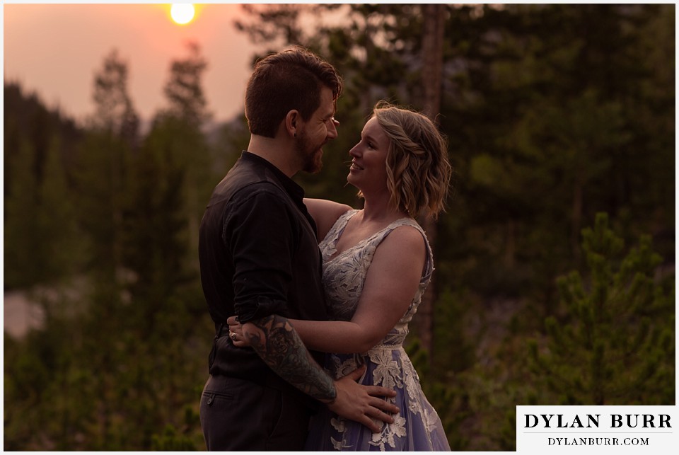 mountain adventure elopement wedding colorado snuggling in close