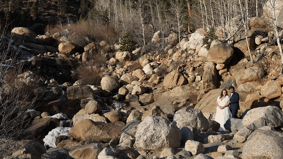 mountain elopement wedding cinemagraph with river