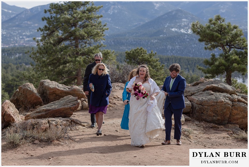 November elopement wedding in rocky mountain national park super happy leaving ceremony