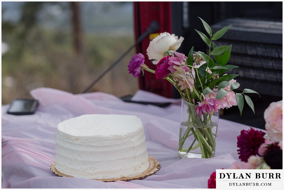 November elopement wedding in rocky mountain national park wedding cake