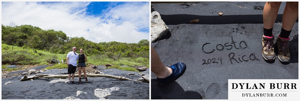 parque nacional marino las baulas travel photo session signing names in black sand