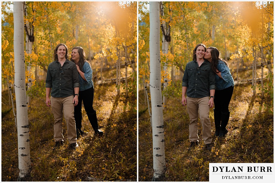 fall mountain engagement photo session kisses and laughs