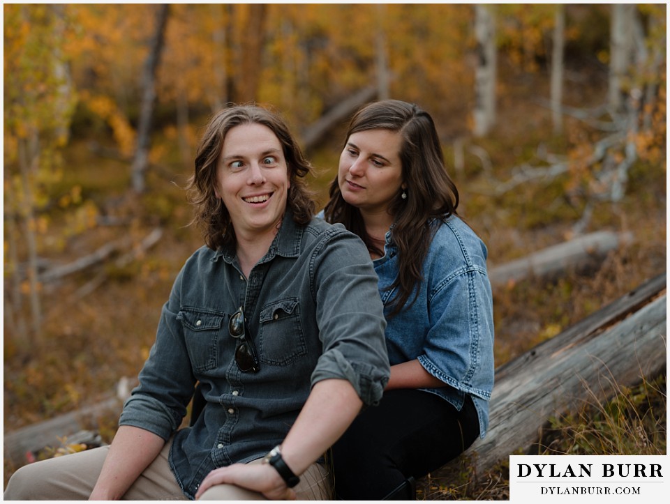 fall mountain engagement photo session being a dork in the forest