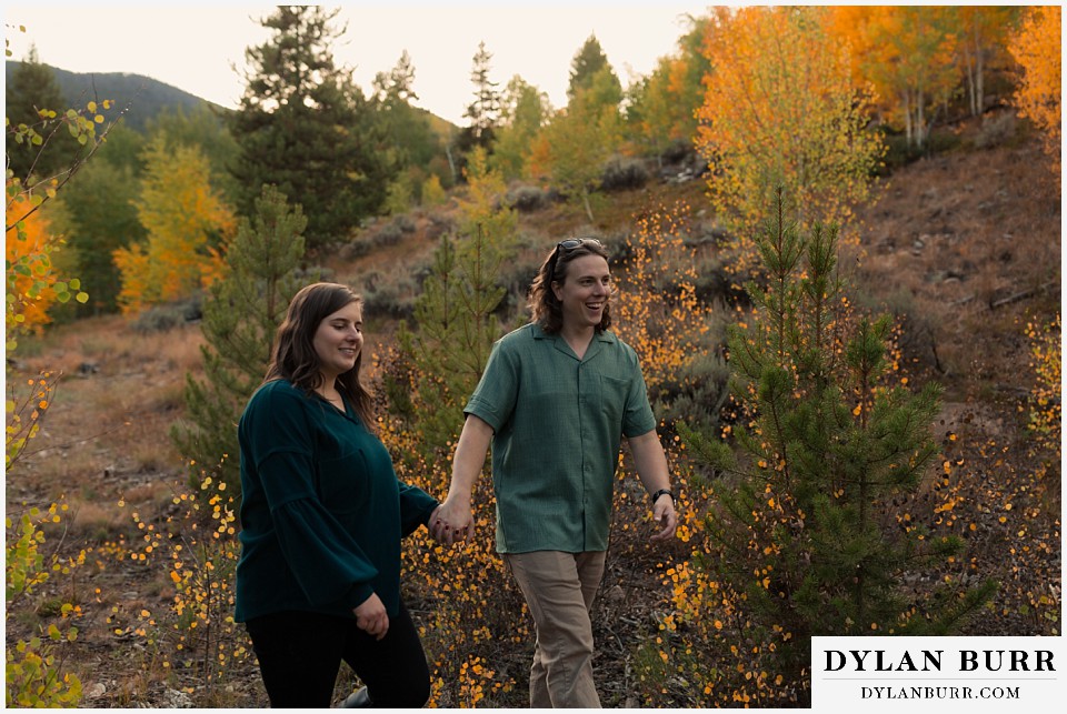 fall mountain engagement photo session the end of their session still having fun together
