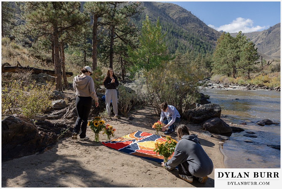 poudre canyon marriage proposal friends setting proposal site