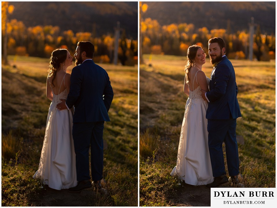 powderhorn mountain resort wedding couple together at sunset