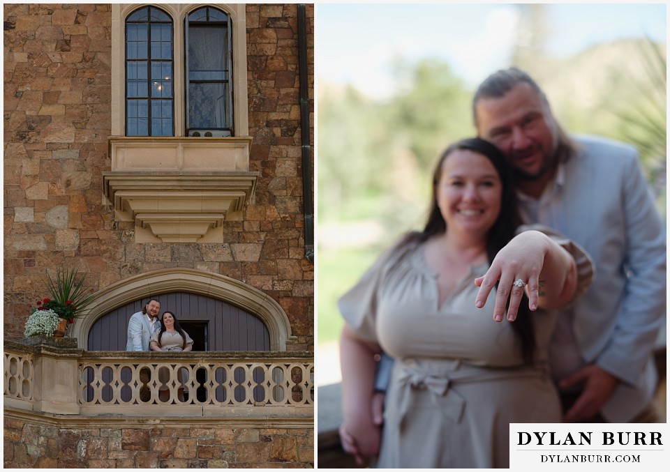 proposal at glen eyrie castle colorado springs ring close up