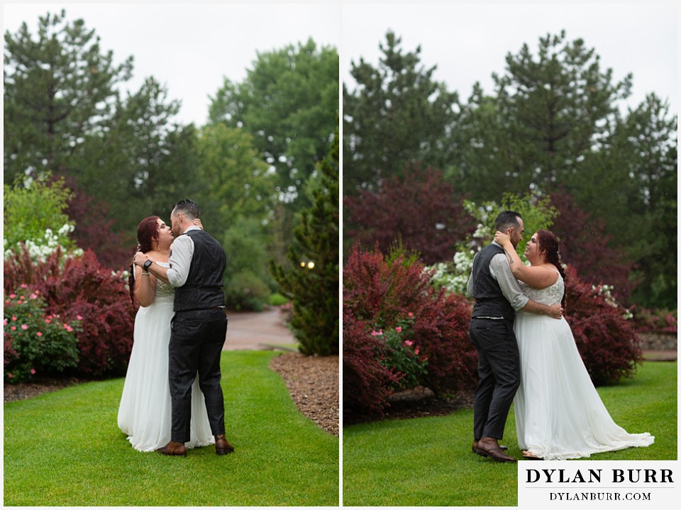 hudson gardens wedding dancing in the rain