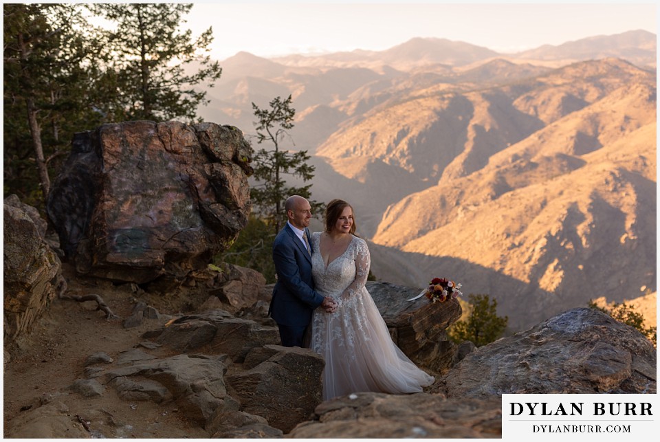 red rocks trading post wedding big mountain view with bride and groom