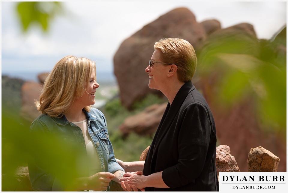 red rocks wedding morrison colorado couple having fun in the sunshine