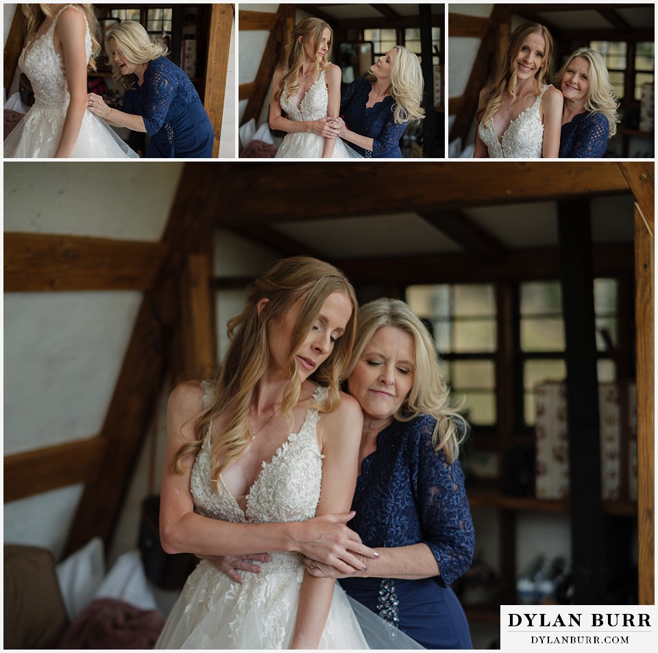 rhize weddings colorado bride with mom before ceremony