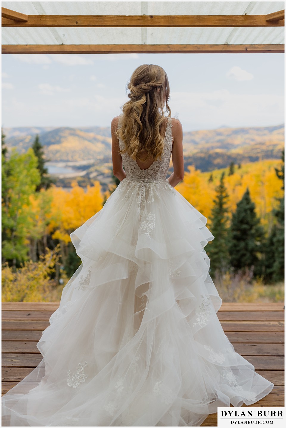 rhize weddings colorado bride on porch enjoying the view