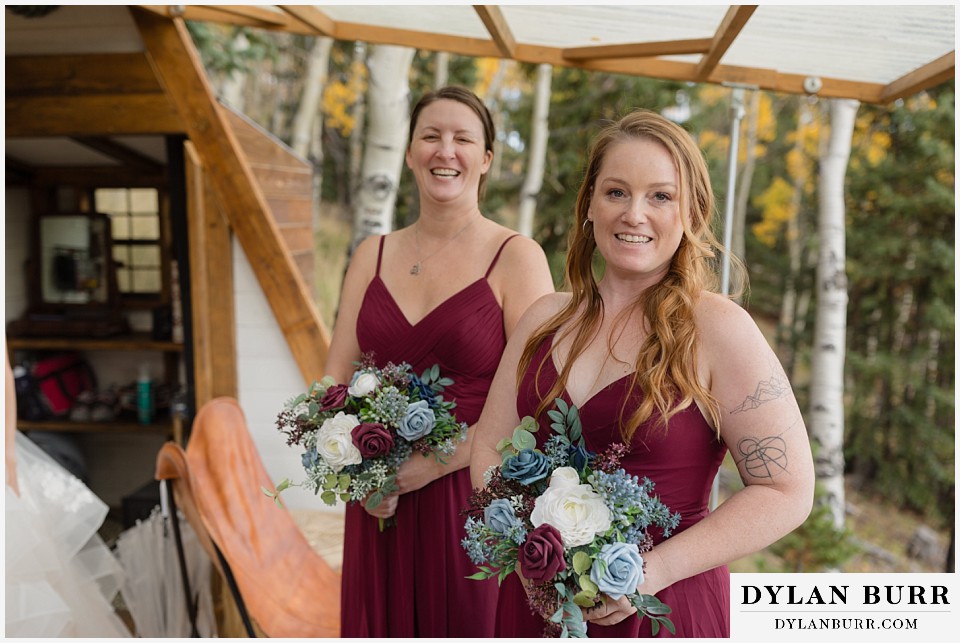 rhize weddings colorado bridesmaids at eagles nest cabin