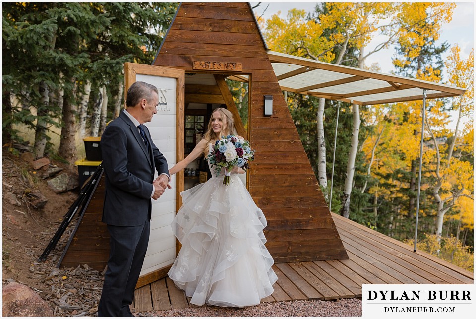 rhize weddings colorado bride and dad walk down aisle together