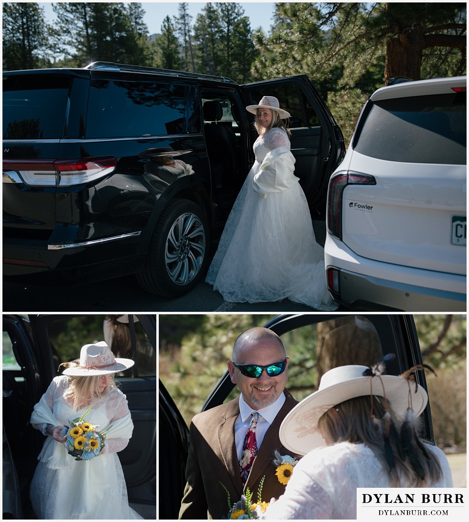 2nd chance at love rocky mountain elopement getting ready in parking lot