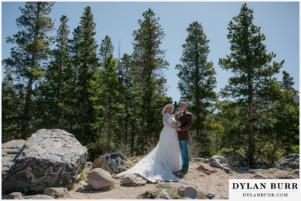 2nd chance at love rocky mountain elopement newlyweds having fun in the mountains