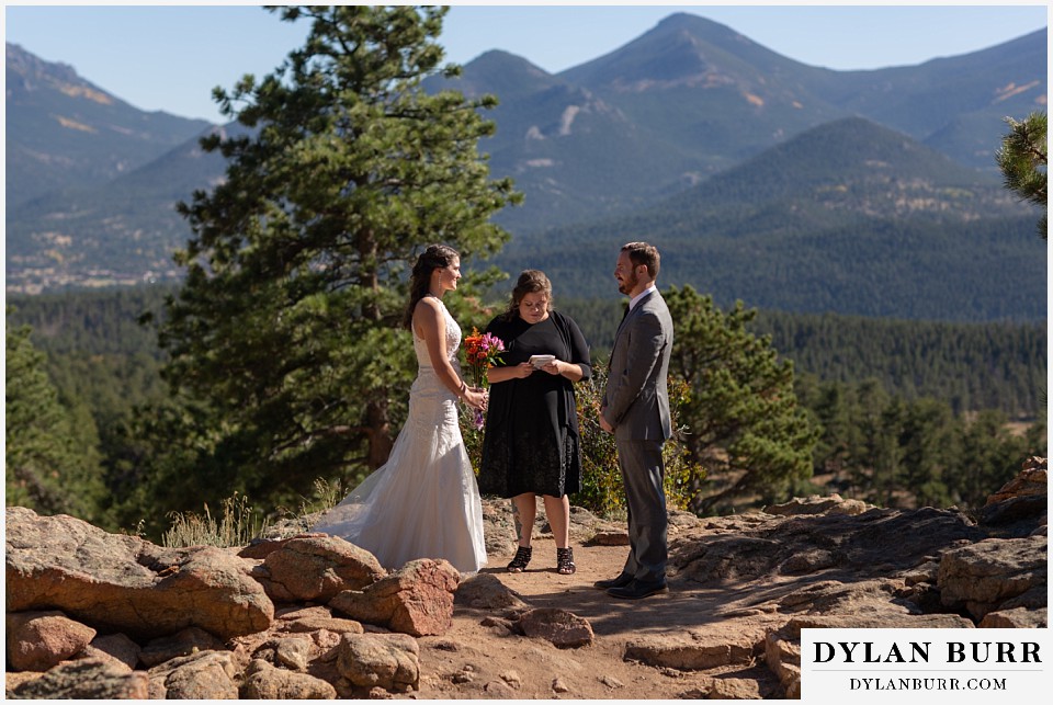 rocky mountain national park elopement wedding bride and groom together