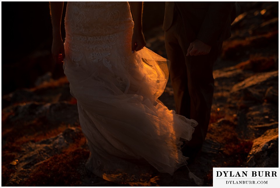 rocky mountain national park elopement wedding a bride and groom sunset