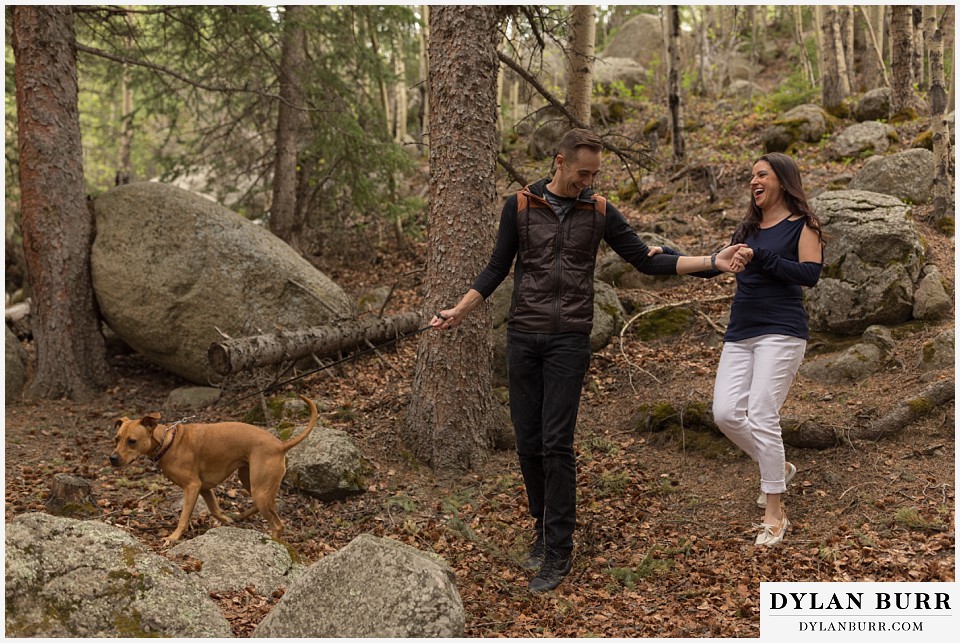 rocky mountain engagement session in colorado hiking