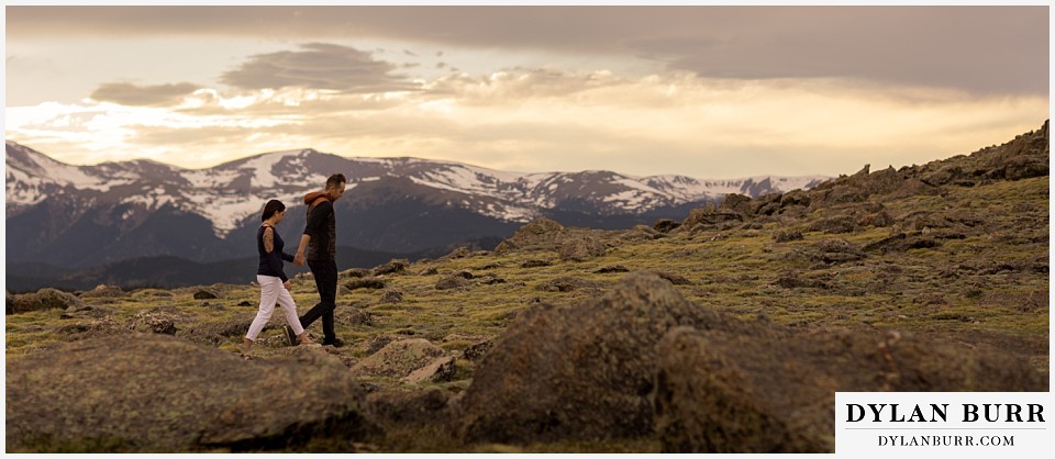 rocky mountain engagement session in colorado alpine trail hiking
