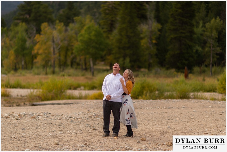 rocky mountain national park elopement wedding shes telling jokes