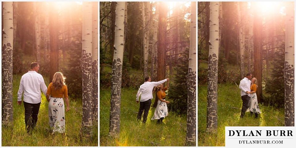 rocky mountain national park elopement wedding bride and groom dancing in sunlight