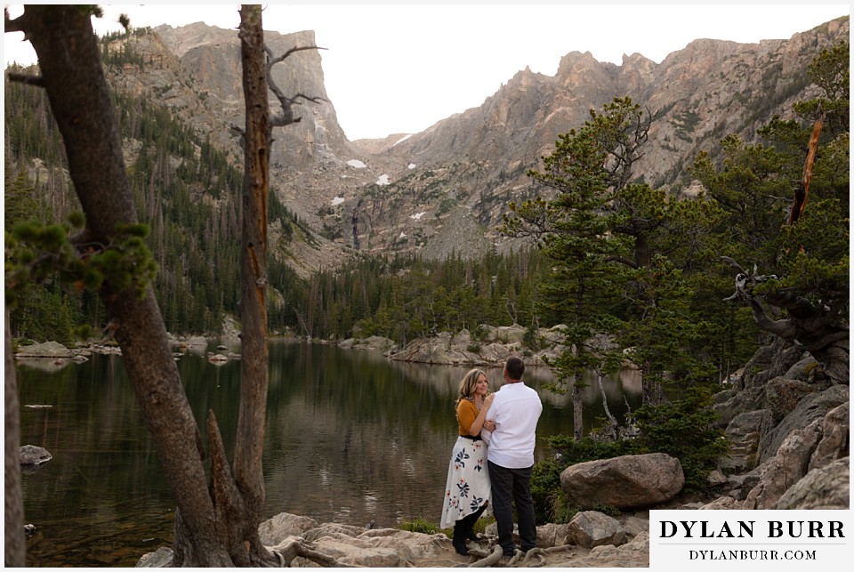 rocky mountain national park elopement wedding couple near dream lake