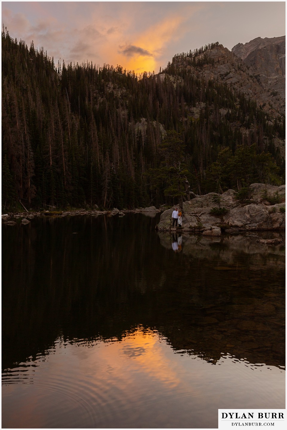 rocky mountain national park elopement wedding mountain lake at sunset