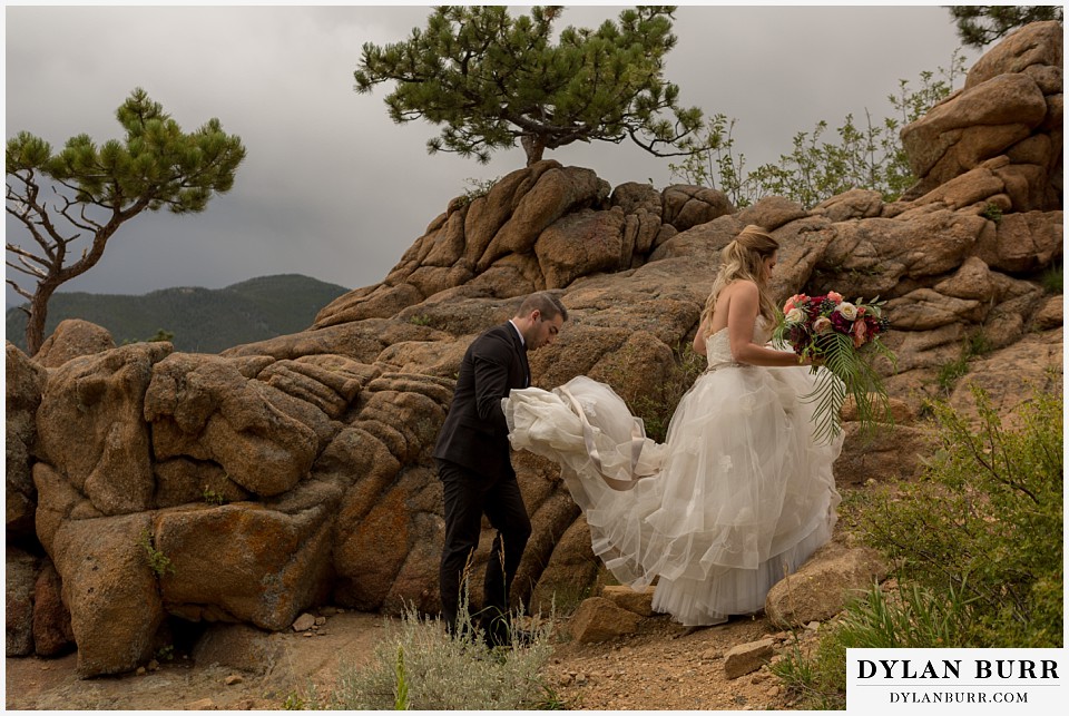 rocky mountain national park elopement adventure wedding dress