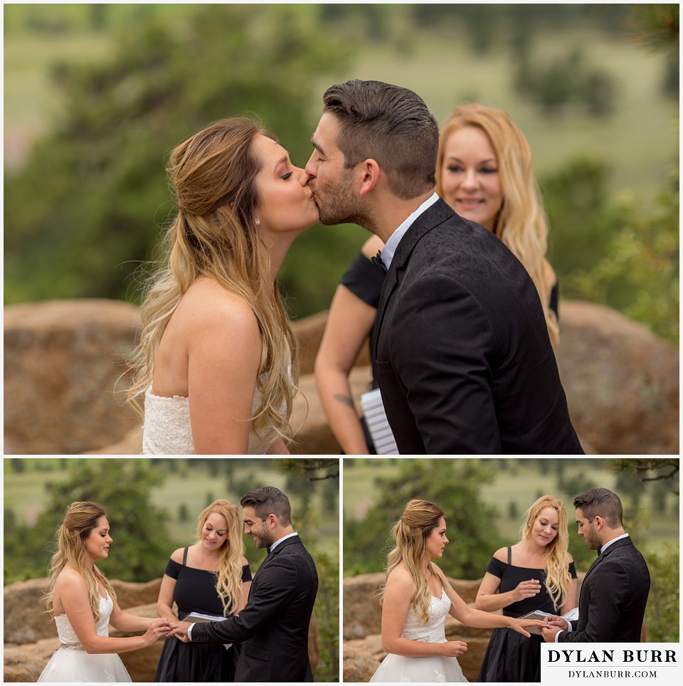 rocky mountain national park elopement adventure wedding first kiss